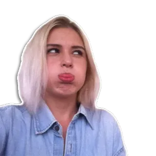 😝 2dfd78f9 ผู้หญิง, ผมบลอนด์, ทำปาก, หน้า, สีหน้า, สติกเกอร์, ภาพเหมือน telegram sticker