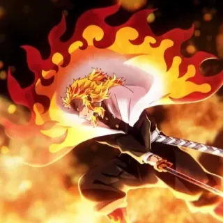 🔥 02187b19 Kyojuro Rengoku Demon Slayer Anime, Manga, Demon Slayer, Rengoku, Flamme, Schwert telegram sticker