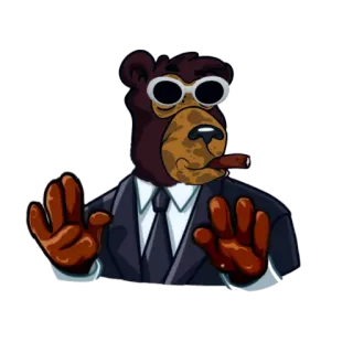 😎 bfce0019 orso, completo, sigaro, mafia, gangster, animale, cartone animato telegram sticker