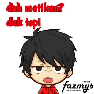 🤣 50c4a98e dah matikan? duk tepi การ์ตูน, ตัวละคร, มลายู, สติกเกอร์ telegram sticker