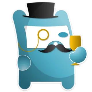 🍸 2fc87c6b Cartoon, Personnage, Monocle, Moustache, Haut-de-forme whatsapp sticker