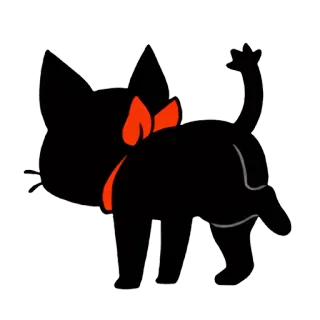 😶 8d57787d 고양이, 새끼 고양이, 검은 고양이, 동물, 리본, 귀여운 telegram sticker