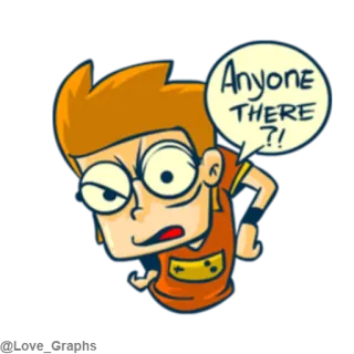 😕 76b8f25b Anyone THERE?! kartun, pertanyaan, bertanya, gelembung ucapan, animasi whatsapp sticker