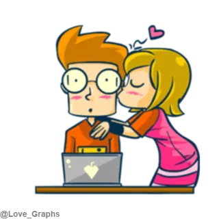 😘 e0c7384e ciuman, cinta, komputer, kasih sayang, kartun whatsapp sticker