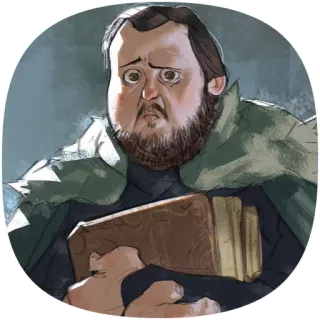 😣 2eef4764 Samwell Tarly Game of Thrones Samwell Tarly, Game of Thrones, Fantasy, Charakter, Bücher, Bart telegram sticker