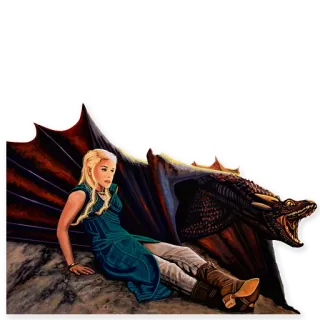 😊 841ac243 Daenerys Targaryen Game of Thrones naga, ratu, fantasi, acara TV, ibu naga whatsapp sticker