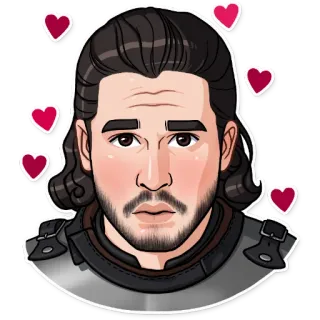 🥰 76c9f12f Jon Snow Game of Thrones Jon Snow, Gra o Tron, miłość, serca, kreskówka, naklejka telegram sticker