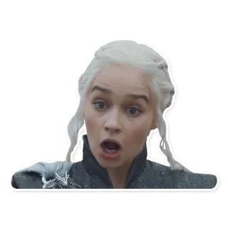 😱 63c3cf3f Daenerys Targaryen Game of Thrones รายการทีวี, เซอร์ไพรส์, ปฏิกิริยา, ผู้หญิง, ตกใจ whatsapp sticker