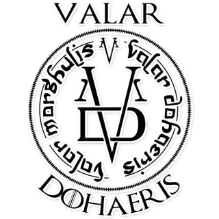 🤞 6d0c4898 VALAR MORGHULIS VALAR DOHAERIS Valar Morghulis, Valar Dohaeris, วงกลม, ข้อความ, สัญลักษณ์, การเขียน whatsapp sticker