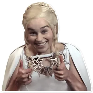 👍 90351beb Daenerys Targaryen Game of Thrones เดเนริส, Game of Thrones, ยกนิ้วโป้ง, ยิ้ม, เชิงบวก whatsapp sticker