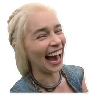 😂 f8e2ac4d Daenerys Targaryen Game of Thrones เอมิเลีย คลาร์ก, แดเนริส, หัวเราะ, เกมออฟโทรน, ตลก, ผู้หญิง whatsapp sticker