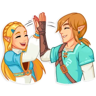 ✋ 3888c8e0 Link The Legend of Zelda zelda, link, prinzessin, high five, videospiel telegram sticker