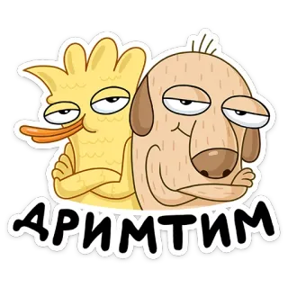 😤 bc21c02e ДРИМТИМ Ente, Hund, Cartoon, Freundschaft telegram sticker