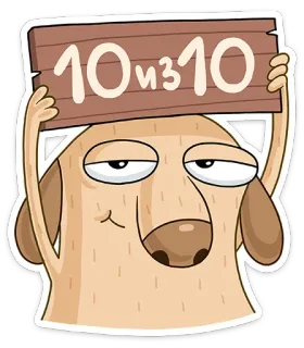 👍 e401e4c7 10 из 10 Hund, Bewertung, 10/10, Cartoon, Zeichen telegram sticker
