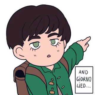 😯 1a463640 Giorno Giovanna JoJo's Bizarre Adventure AND GIORNO LIED... anime, jojo, giorno giovanna, manga, personnage telegram sticker