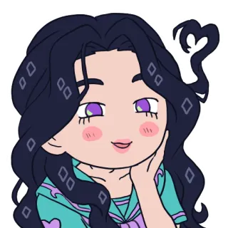 😊 2d4e3651 fille, dessin animé, autocollant, mignon, femme, animé, yeux violets, cœur telegram sticker