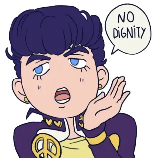 😒 73ed0eb4 Josuke Higashikata JoJo's Bizarre Adventure NO DIGNITY Anime, JoJo's Bizarre Adventure, Josuke, Pas de dignité, Meme, Sticker, Personnage, Expression telegram sticker