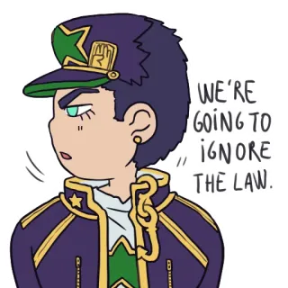😠 e3aa28b1 Jotaro Kujo JoJo's Bizarre Adventure WE'RE GOING TO IGNORE THE LAW. Anime, Manga, JoJo's Bizarre Adventure, Jotaro Kujo, Ignorer la loi telegram sticker