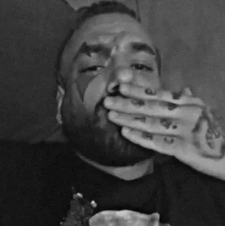 🖤 1d194a56 hombre, barba, tatuaje, escala de grises telegram sticker