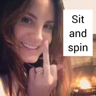 🖕 c8444338 Sit and spin middle finger, offensive gesture, sit and spin, rude, woman, brunette whatsapp sticker