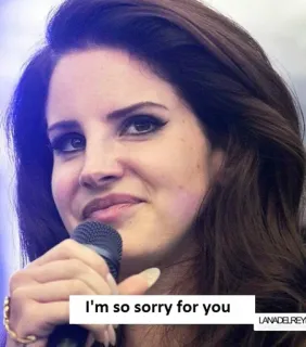 😔 e2fe0da8 Lana Del Rey I'm so sorry for you lana del rey, singer, apology, sorry, music whatsapp sticker