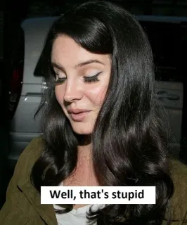 😆 ef6fd323 Well, that's stupid portrait, woman, stupid, quote, meme, lana del rey whatsapp sticker
