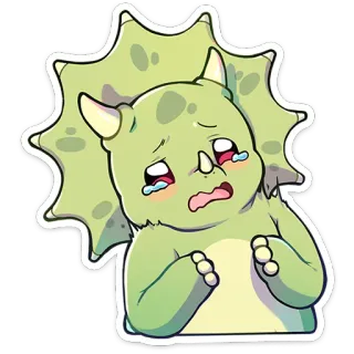 ⭐ cf536fd3 dinosaurus, triceratops, lucu, sedih, kartun, hewan, reptil, menangis telegram sticker
