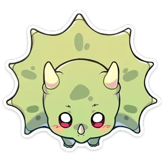 😳 852df2d7 dinosaurus, triceratops, lucu, kawaii, stiker, hewan, prasejarah telegram sticker