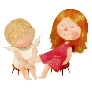 💆 292715cc 天使, 女の子, 翼, 椅子, 子供向けイラスト, かわいい, 無邪気, 友情 telegram sticker