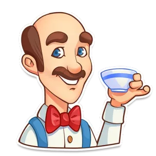 ☕️ 611440f3 Mann, Fliege, Schnurrbart, Schüssel, Kellner telegram sticker