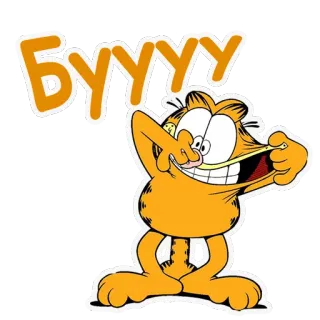 🤧 024aa778 Garfield БУУУУ Garfield, kucing, kartun, oranye telegram sticker