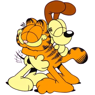 🤗 15cc4d45 Garfield cartoon, cat, dog, friendship, hug, pet, cute, Garfield, Odie telegram sticker
