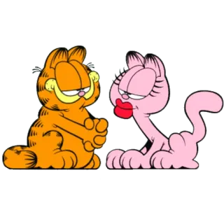 😘 1e2fc890 Garfield cat, cartoon, Garfield, animal, pink, orange, couple telegram sticker