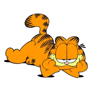 😉 d4011e99 Garfield cat, cartoon, orange, lazy, sleeping telegram sticker