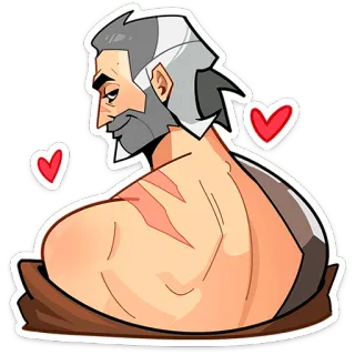 ⭐ 787446a1 man, hearts, grey hair, character, cartoon telegram sticker
