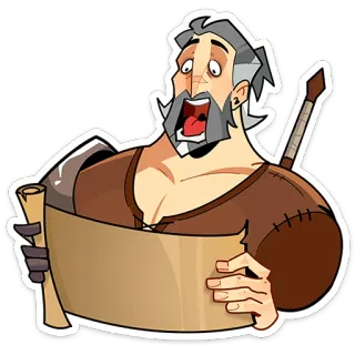 ⭐ 9df17e2a man, scroll, cartoon, reading, character, fantasy telegram sticker