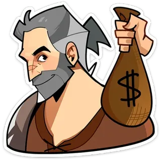 🤑 463d28de мужчина, деньги, мешок, знак доллара, жадность, богатство telegram sticker