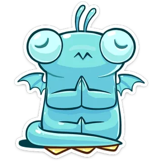 🧘‍♂ 5f422d75 monster, lucu, biru, meditasi, kartun, naga, sayap, stiker whatsapp sticker