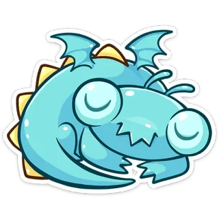 😖 6f906d9e naga, kartun, lucu, binatang, fantasi, stiker, ilustrasi whatsapp sticker