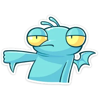 👎 fc7cd15a kartun, karakter, jempol ke bawah, tidak suka, kegagalan whatsapp sticker