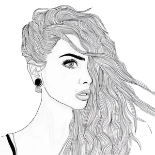 😾 31d645cb 女性, 插图, 素描, 女性, 肖像, 头发 telegram sticker