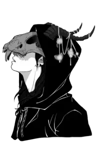 🐑 85d2b8c8 骷髅, 兜帽, 神秘学, 黑暗, 女巫, 魔法, 巫术 telegram sticker