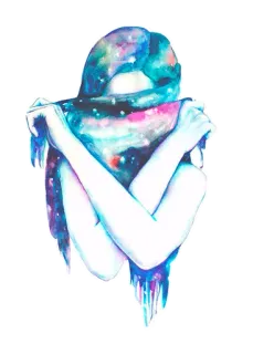 😍 b04c36ad 女性, 星系, 水彩, 艺术品, 艺术的, 抽象, 天体 telegram sticker