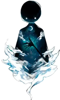 🌚 ead73941 艺术, 插画, 夜空, 月亮, 剪影, 人物 telegram sticker