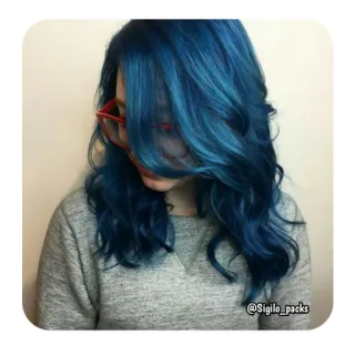 🦋 1e314be6 @sigilo_packs hair, blue hair, woman, hairstyle telegram sticker