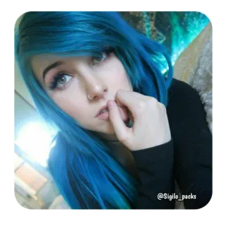 🦋 d2556065 @Sigilo_packs woman, girl, blue hair, portrait, person, selfie telegram sticker