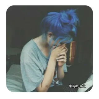 🦋 df2edbbc @sigilo_packs girl, blue hair, sad, teen, aesthetic, packs, sigilo telegram sticker