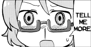 👀 0c757aef TELL ME MORE Anime, Manga, En savoir plus, Curieux, Intérêt, Lunettes, Visage whatsapp sticker