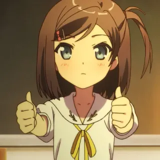 👍 0e6bf853 Anime, Fille, Pouce levé, Mignon, Dessin animé whatsapp sticker