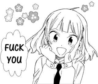 🖕 40021fae FUCK YOU Animé, Gros mot, Offensant, Malédiction, Insulte whatsapp sticker